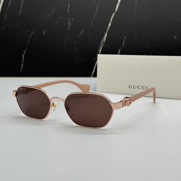 NEW GUCCI GG1593S 003 WOMEN BROWN SUNGLASSES GUCCI - Picture 1 of 11